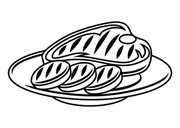 Bbq illustration with grill objects and icons. Stylized kitchen and restaurant menu items.