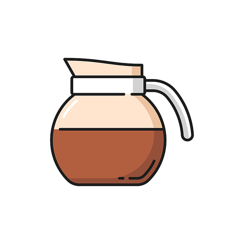 Jug of milk, kettle of coffee or tea isolated flat line icon. Vector coffeeware item, teapot kitchenware object. Coffee kettle with hot morning drink, tea pot with americano or cappuccino drink