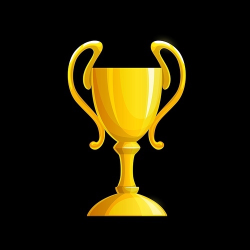 Winner golden cup game interface icon. Sport competition, game championship or racing grand prix prize or trophy, cartoon vector golden goblet, success reward, victory and leadership symbol