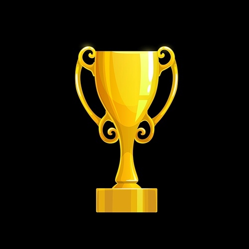 Winner golden cup, interface icon of game reward award goblet. Cartoon vector golden cup trophy icon for game UI, winner or champion prize first place or competition reward