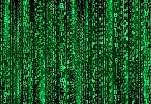 Digital stream or binary code data on matrix background, vector digits of virtual security technology. Binary code or green numbers pattern, computer cyber hacker and internet information security