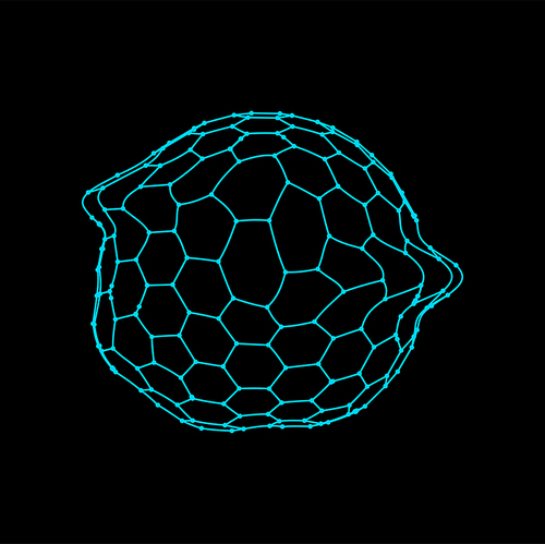3D shape, futuristic science visualization sphere. Vector abstract universal geometric shape, molecular structure digital network connection