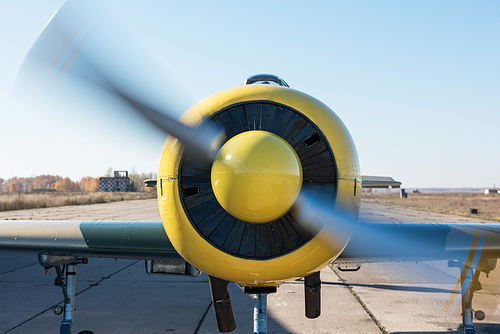 Ultralight small private aircraft airplane at the aerodrome airport