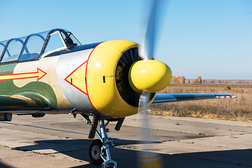 Ultralight small private aircraft airplane at the aerodrome airport