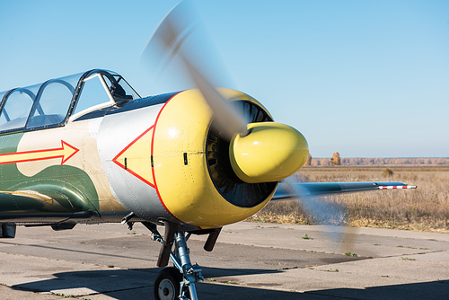 Ultralight small private aircraft airplane at the aerodrome airport