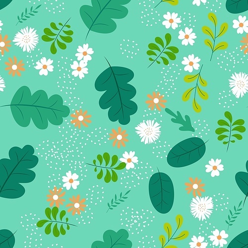 Seamless Pattern Background with Simple Flower Design Elements. Vector Illustration