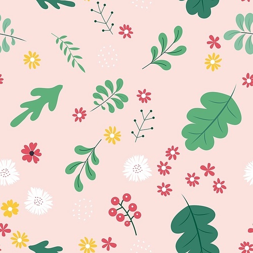 Seamless Pattern Background with Simple Flower Design Elements. Vector Illustration