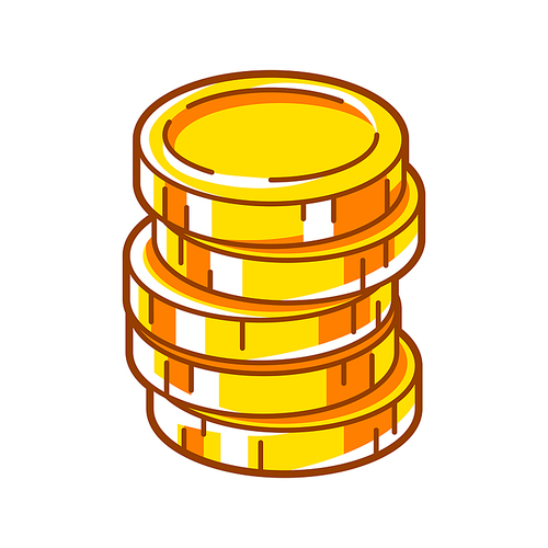 Illustration of gold coins stack. Banking and finance icon. Economy and commerce stylized image.