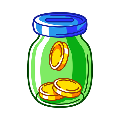 Illustration of bank with coins. Banking and finance icon. Economy and commerce stylized image.