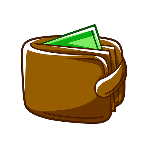 Illustration of wallet with money. Banking and finance icon. Economy and commerce stylized image.