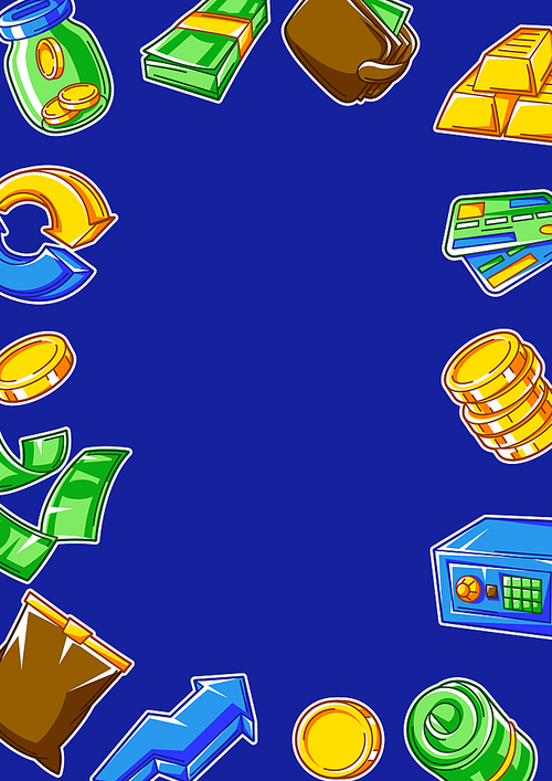 Banking frame with money icons. Business concept with finance items. Economy and commerce stylized image.