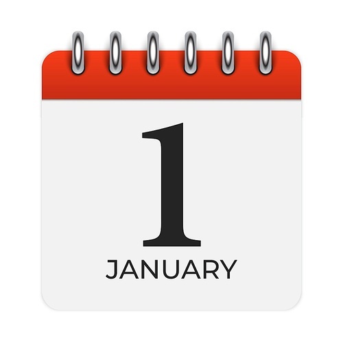 1 January Calendar Icon. Vector Illustration