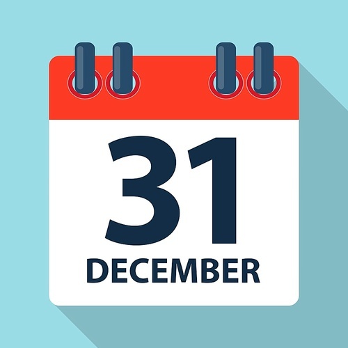 31 December Calendar Icon. Vector Illustration