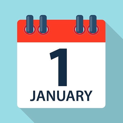 1 January Calendar Icon. Vector Illustration
