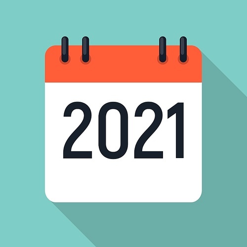 2021 Year Flat Calendar Icon. Vector Illustration