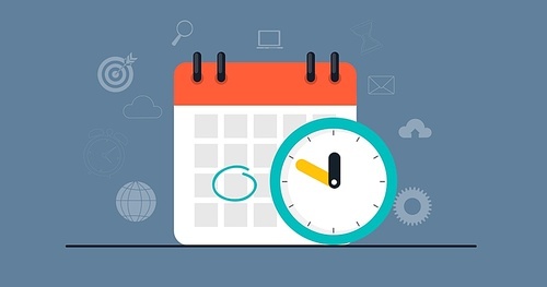 Time management concept with calendar date and clock icon. Vector Illustration EPS10