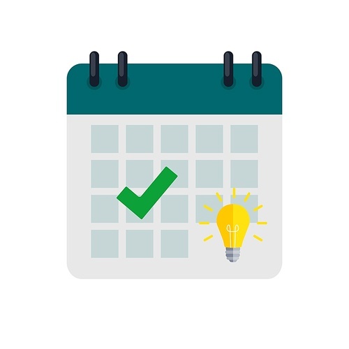 Calendar Icon with Mark. Concept of Schedule, appointment. Vector Illustration