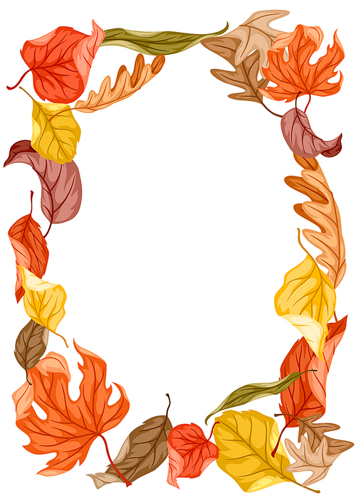 Frame with autumn foliage. Illustration of falling leaves.