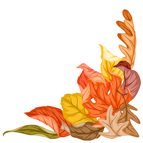 Decorative element with autumn foliage. Illustration of falling leaves.
