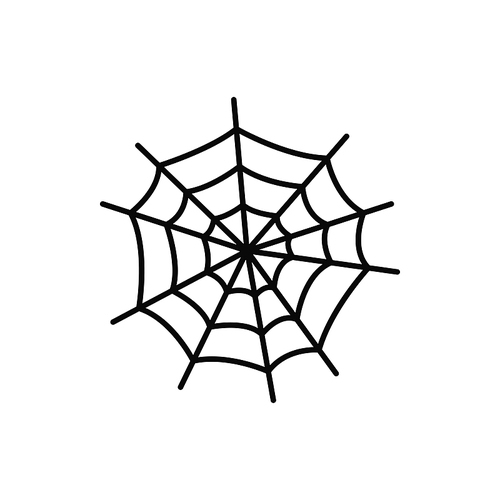 Spider net, Halloween holiday symbol cobweb isolated thin line icon. Vector tissue spiders web, round tangled net for arachnid and bugs. Spooky trap for insects, spiderweb, autumn party decor