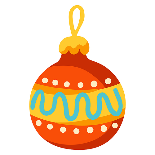 Merry Christmas illustration of decoration ball. Holiday symbol in hand drawn style.