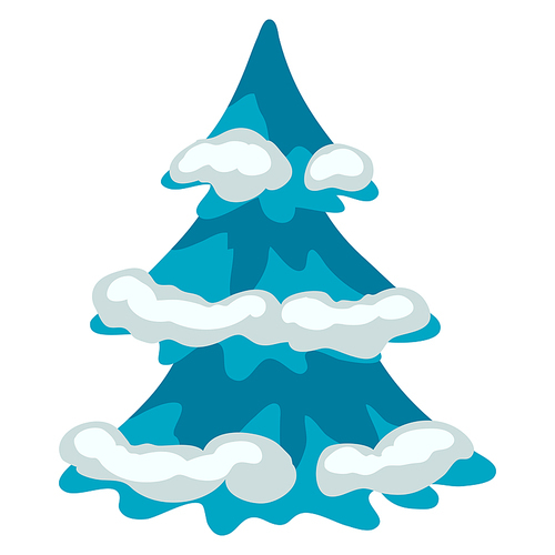 Winter illustration of fir tree. Seasonal symbol in hand drawn style.