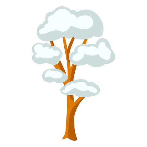 Winter illustration of tree. Seasonal symbol in hand drawn style.