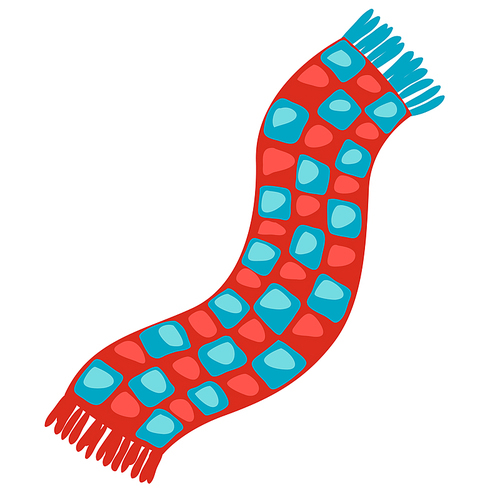 Winter illustration of scarf. Seasonal symbol in hand drawn style.