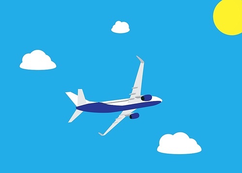 passenger plane flying isolated on white background. Vector Illustration. EPS10