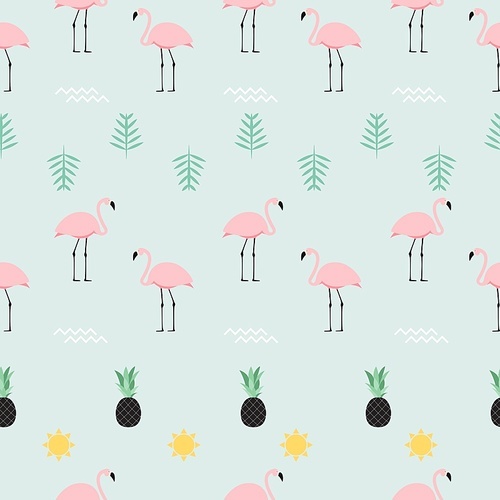 Pink Flamingo Seamless Pattern Background. Vector Illustration EPS10