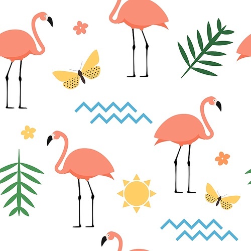 Pink Flamingo Seamless Pattern Background. Vector Illustration EPS10