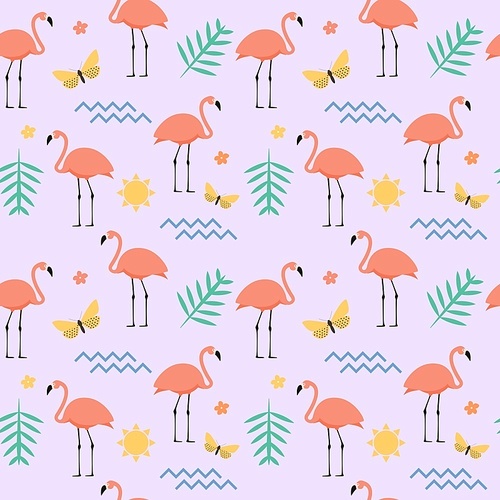 Pink Flamingo Seamless Pattern Background. Vector Illustration EPS10