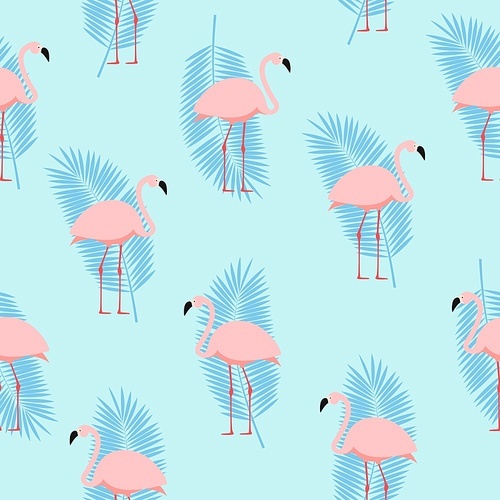 Summer Pink Flamingo Seamless Pattern Background. Vector Illustration EPS10