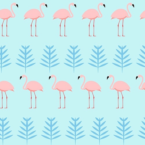 Summer Pink Flamingo Seamless Pattern Background. Vector Illustration EPS10