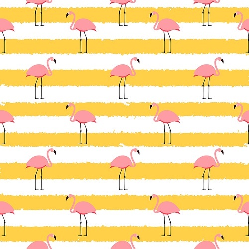 Summer Pink Flamingo Seamless Pattern Background. Vector Illustration EPS10