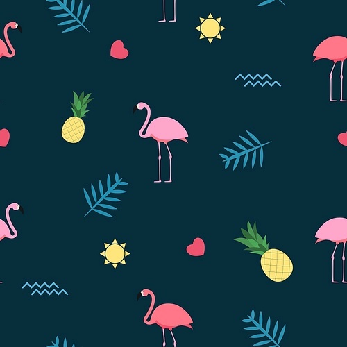 Pink Flamingo Seamless Pattern Background. Vector Illustration EPS10