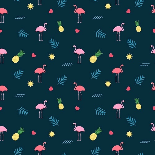 Pink Flamingo Seamless Pattern Background. Vector Illustration EPS10