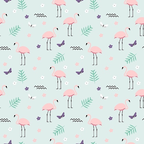 Pink Flamingo Seamless Pattern Background. Vector Illustration EPS10