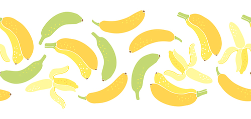 Seamless pattern with yellow bananas. Decorative stylized fruits .