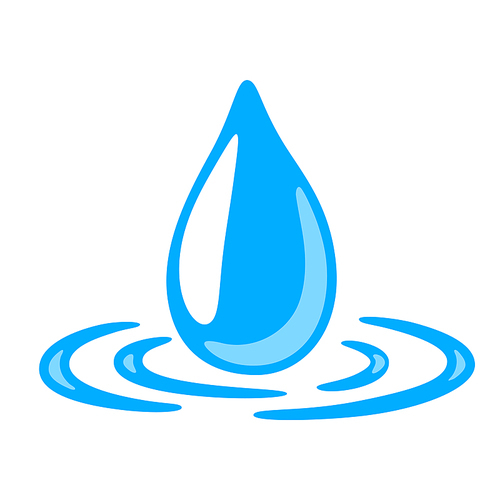 Water drop illustration. Aqua or liquid in motion. Cartoon image.