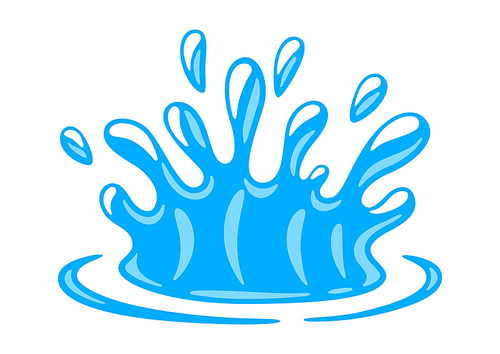 Water splash illustration. Aqua or liquid in motion. Cartoon image.