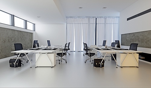 3D interior of bright open office interior space. Render of concept design