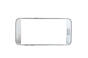 흰 배경 위의 놓여져 있는 스마트 휴대폰, 화면 누끼