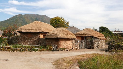 마당, 초가집, 전통가옥, 민속촌, 시골, 시골풍경