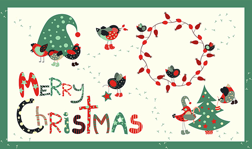 Vector set of decoration elements for Christmas