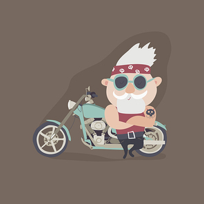 My grandfather forever young biker. Vector illustration