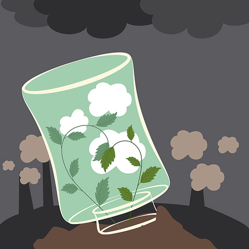 Vector plants clean the air. Stop environmental pollution