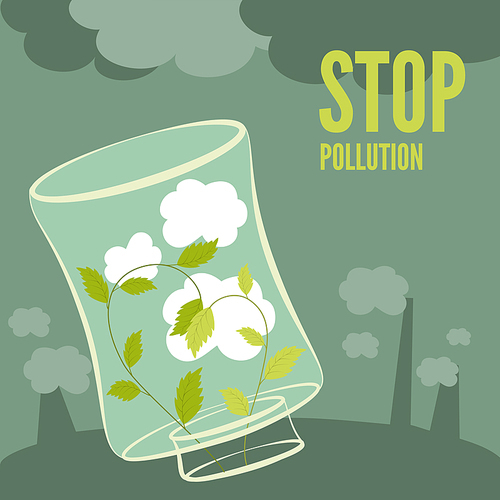 Vector plants clean the air. Stop environmental pollution