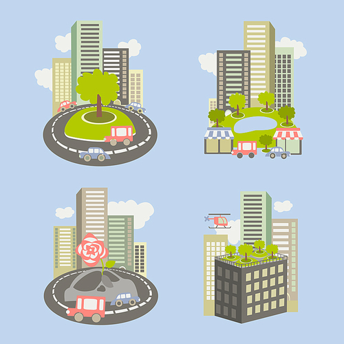 Vector icons about live nature in the city