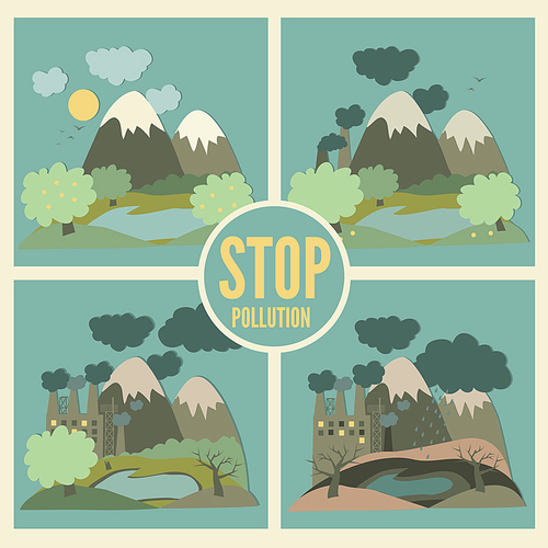 Ecology Concept Vector Icons Set for Environment, Green Energy and Nature Pollution Designs